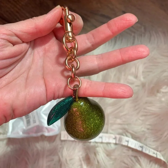 Glittery Pear with Leaf Bag Charm - Picture 7 of 10